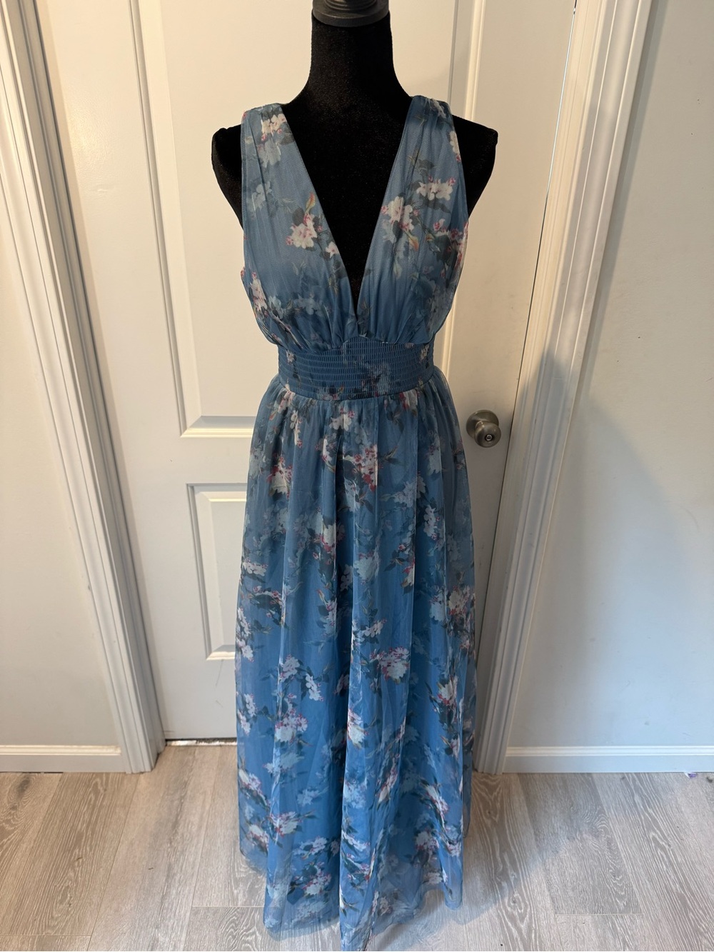 Baltic Born Blue Floral Plunging Maxi Dress - Picture 2 of 6